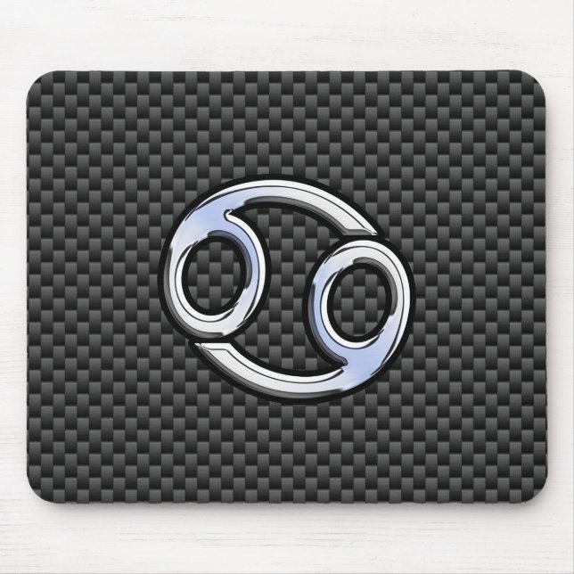 Modern Cancer Zodiac Symbol Carbon Fibre Print Mouse Pad (Front)