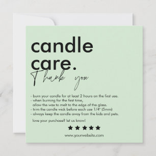 Modern Candle Care & Thank You Business Card