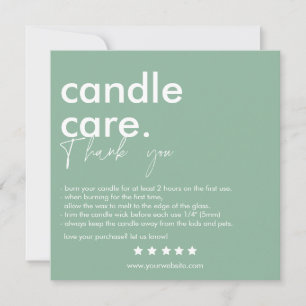 Modern Candle Care & Thank You Business Card