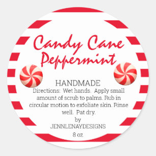 Modern Candy Cane Peppermint Homemade Sugar Scrub Classic Round Sticker
