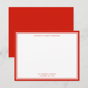 Modern Candy Red Name & Address Note Card