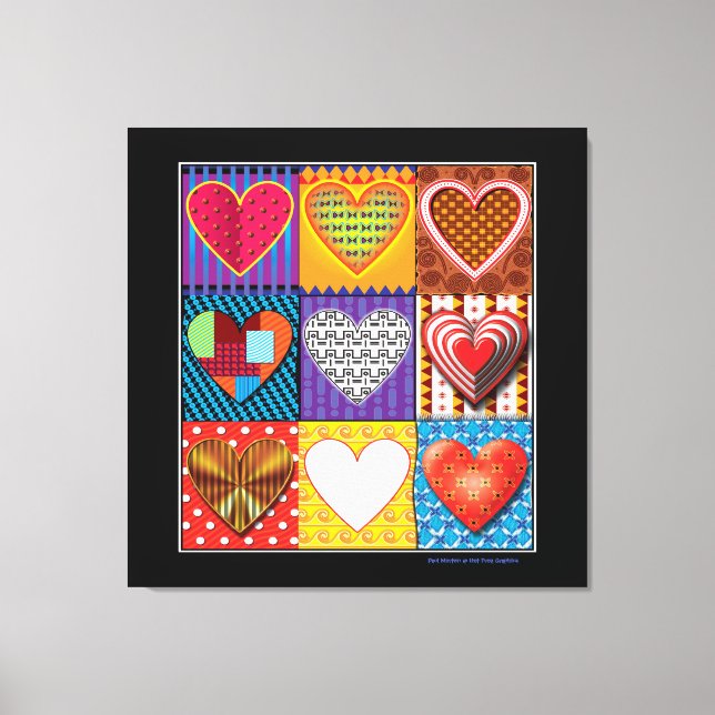 Modern canvas multi colored hearts (Front)