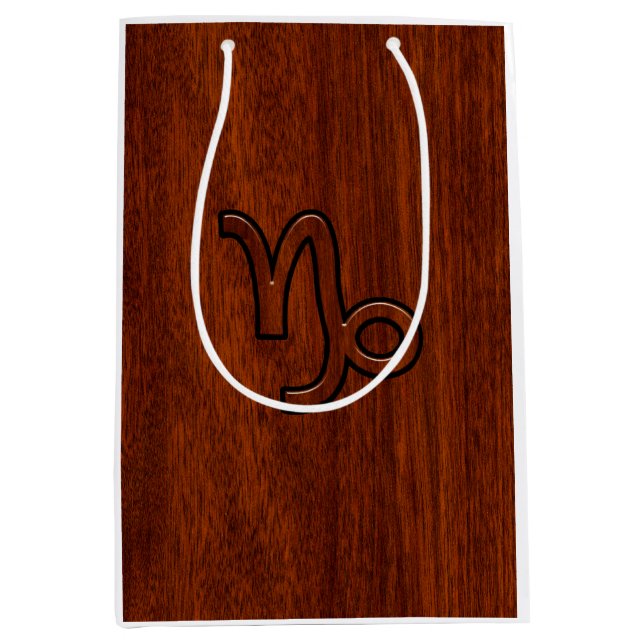 Modern Capricorn Symbol in Mahogany Style print Medium Gift Bag (Front)
