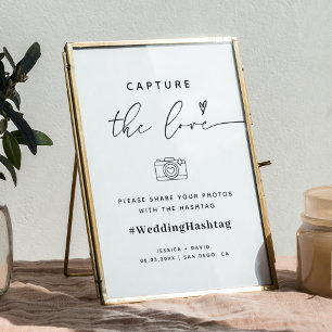 Modern Capture The Love Wedding Hashtag Sign