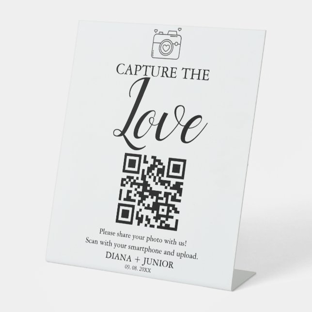 Modern Capture The Love Wedding QR code Sign (Front)