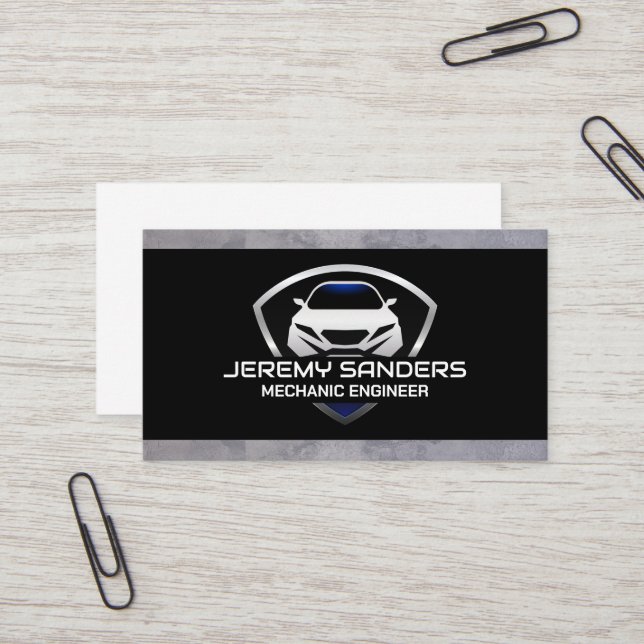 Modern Car | Emblem Shield Business Card (Front/Back In Situ)