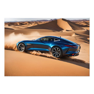 Modern car in desert photo print