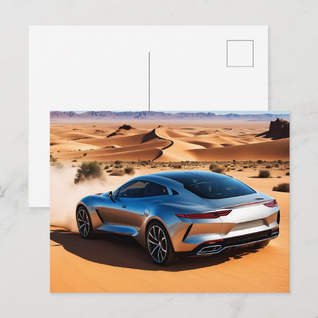Modern car in desert postcard (Front/Back)
