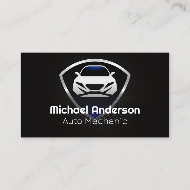 Modern Car Logo Badge | Auto Services Business Card (Front)