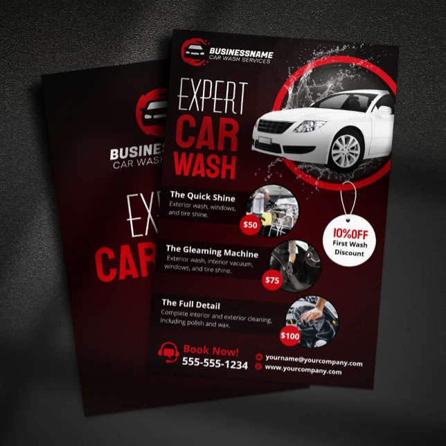 Modern Car Wash Auto Detailing Automobile Waxing Flyer (Creator Uploaded)