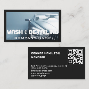 Modern Car Wash & Auto Detailing QR Code Business Card