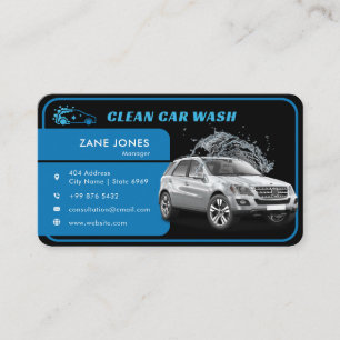 Modern Car Wash Black Blue Business Card