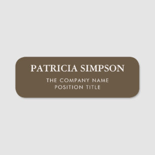 Modern Carafe Brown White Simple Elegant Name Tag
