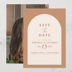 Modern Caramel Arch Photo Wedding Save The Date