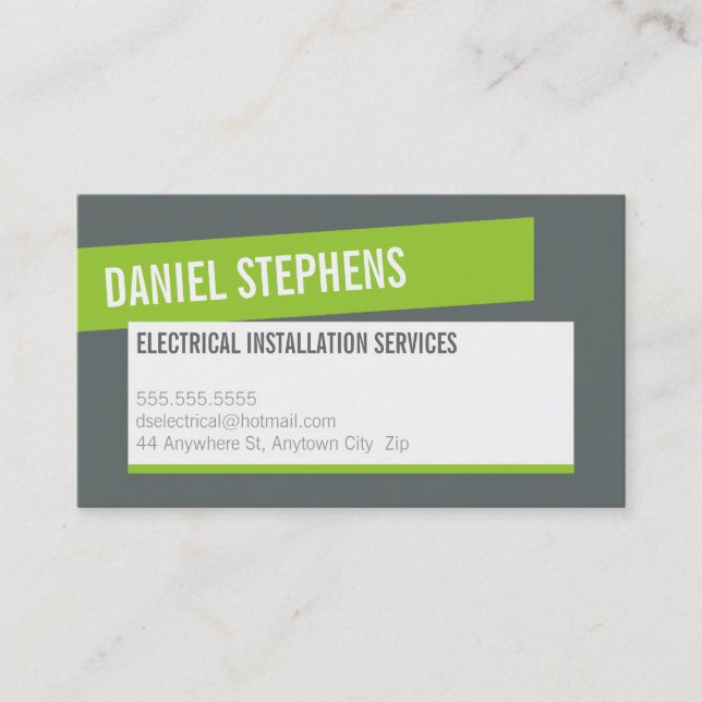MODERN CARD cool bold lime green grey (Front)