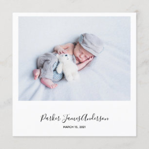 Modern Card 'Instant-Style Photo' Birth Announce