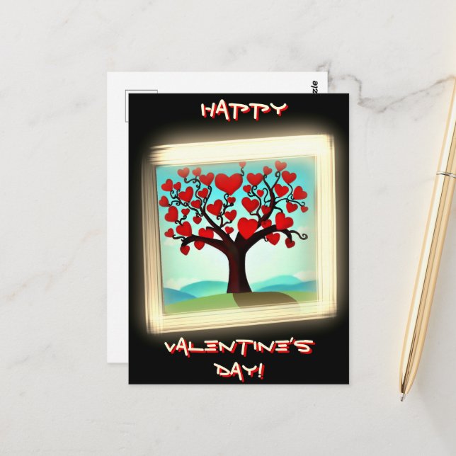 Modern card - Love Tree - Valentine's Day (Front/Back In Situ)