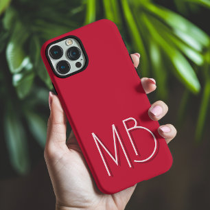 Modern Cardinal Red Monogram Initials Contemporary iPhone 16 Pro Max Case