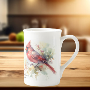 Modern Cardinals Reds and Browns Bone China Mug