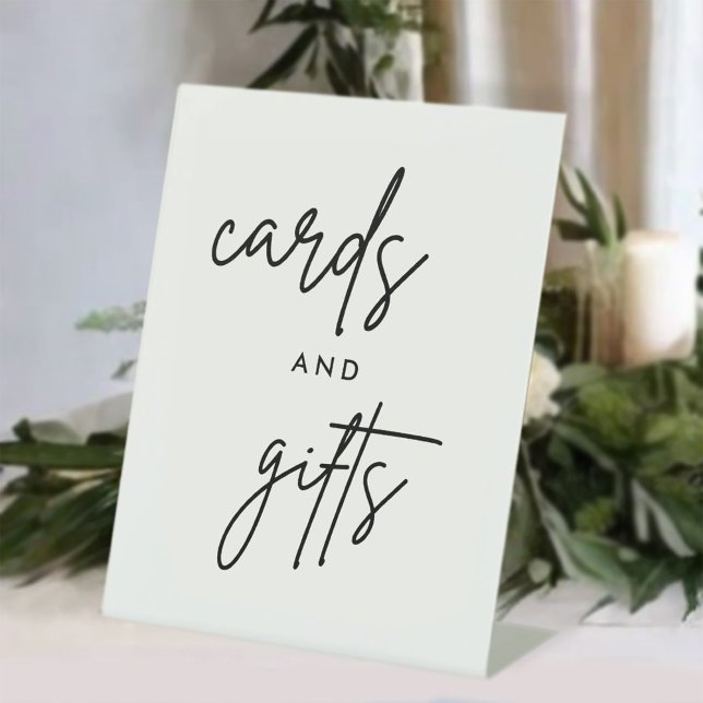 Modern Cards and Gifts Wedding Reception Table Pedestal Sign (Creator Uploaded)