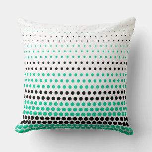 Modern Caribbean Green and Black Polka Dot Throw Pillow