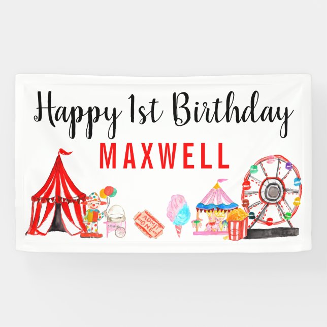 Modern Carnival Circus Festival Show Kids Birthday Banner (Horizontal)