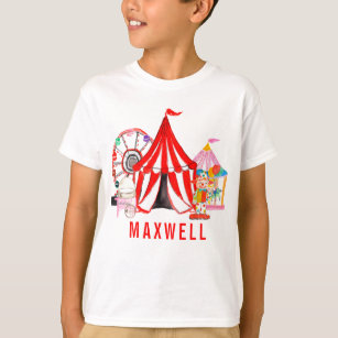 Modern Carnival Circus Festival Show Kid's Name T-Shirt