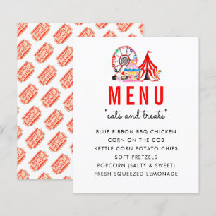 Modern Carnival Circus Show Birthday Party Menu