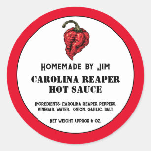 Modern Carolina Reaper Pepper Hot Sauce Label 