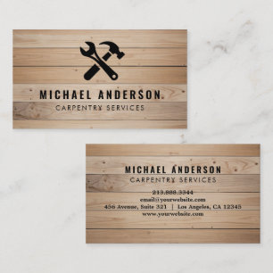 Modern Carpentry Service and Handyman Wood Business Card