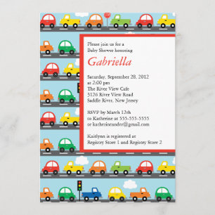 Modern Cars Boy Baby Shower Invitation