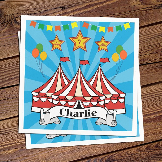 Modern Cartoon Big Top Circus Party Paper Napkins (Creator Uploaded)
