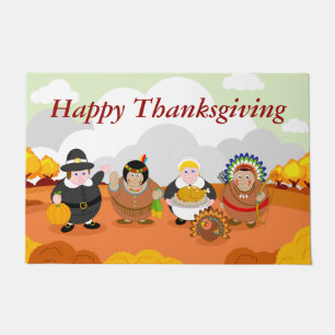 Modern cartoon of the First Thanksgiving 1621, Doormat