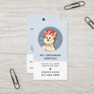 Modern Cartoon Pet Grooming w/Appointment Business Card