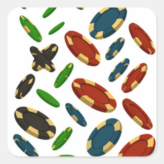 "Modern Casino Chips 3D Art Design" Square Sticker