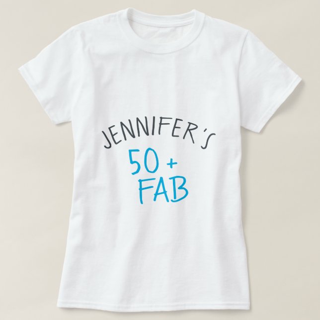 Modern Casual Blue Black 50 Fabulous Birthday T-Sh T-Shirt (Design Front)