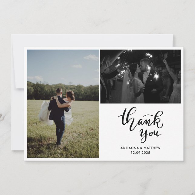 Modern Casual Chic Thank You Script Photo  Card (Front)