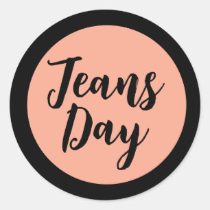 Modern Casual Denim Jeans Day Stickers Peach