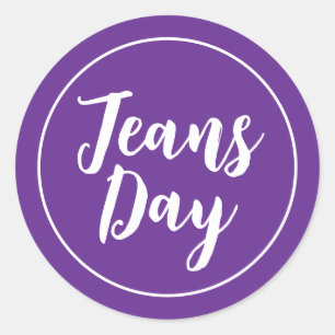 Modern Casual Denim Jeans Day Stickers Purple
