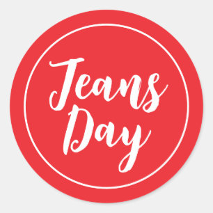 Modern Casual Denim Jeans Day Stickers Red