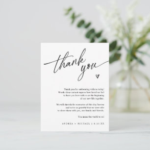 Modern Casual Fun Wedding Hand Drawn Heart Thank You Card