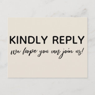 Modern Casual Handwriting Elegant Cream RSVP Postcard
