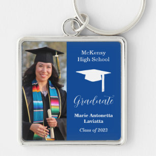 Modern Casual Navy Blue Autograph Graduate Guest Keychain