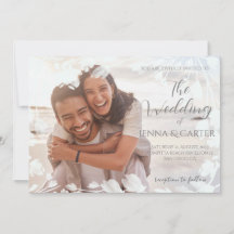 Modern Casual Photo White Floral Border Wedding