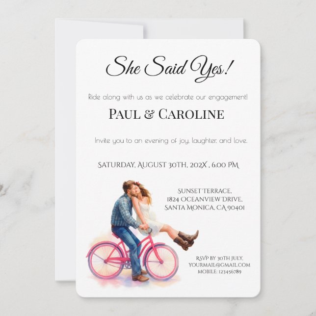 Modern Casual Romantic Couple Engagement Invitation (Front)