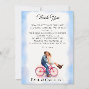 Modern Casual Romantic Couple Illustration Party Thank You Card