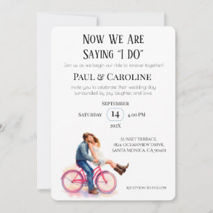 Modern Casual Romantic Couple Wedding Illustration Invitation
