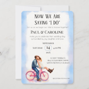Modern Casual Romantic Couple Wedding Illustration Invitation