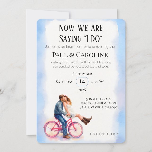 Modern Casual Romantic Couple Wedding Illustration Invitation (Front)