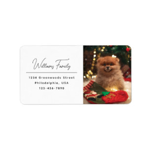 Modern Casual Script Dog Christmas Return Address Label